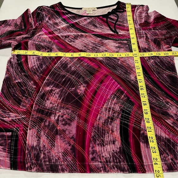 Notations Womens Sparkly Velvet Top Size XL Bow Whimsygoth Abstract Artsy Purple - Picture 6 of 6